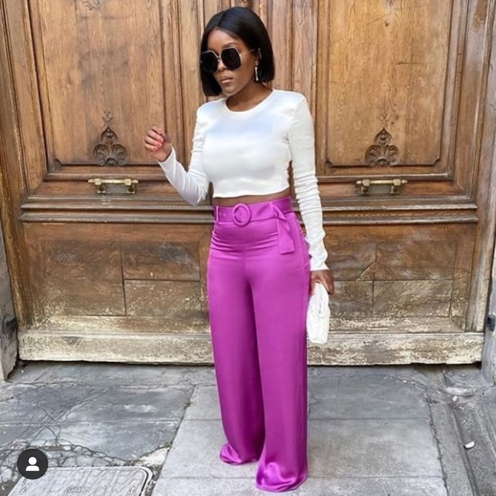 Zara satin effect wide leg pants. 4479/045/611